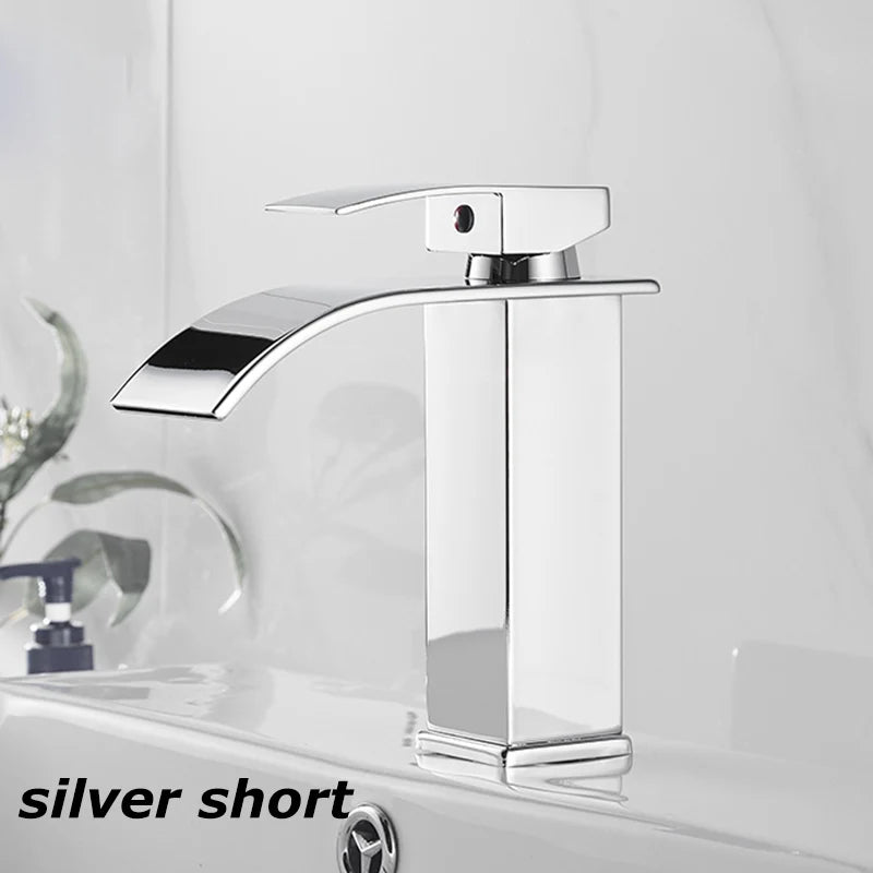 Splash-Proof Dual Control Countertop Waterfall Faucet Bathroom