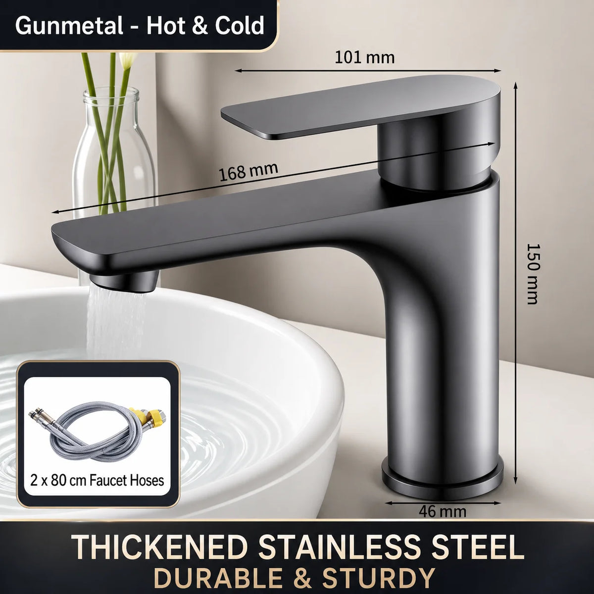Bathroom Sink Faucet Stainless Steel Cold Mixer Tap