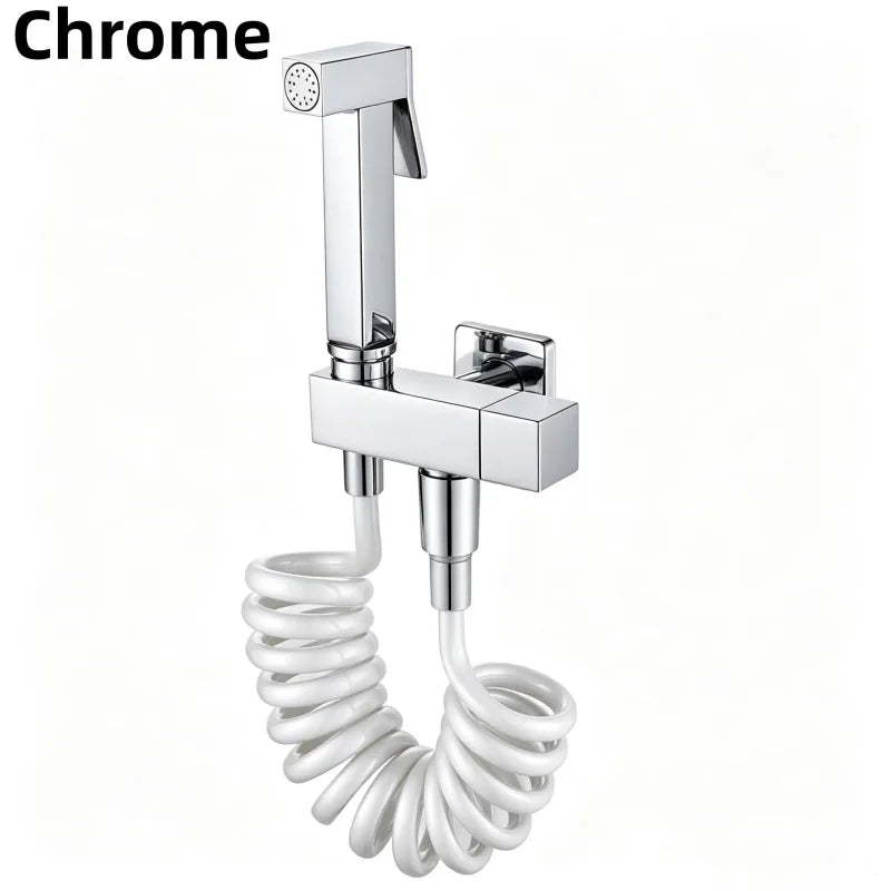 Brushed Rose Gold Brass Handheld Bidet High Voltage