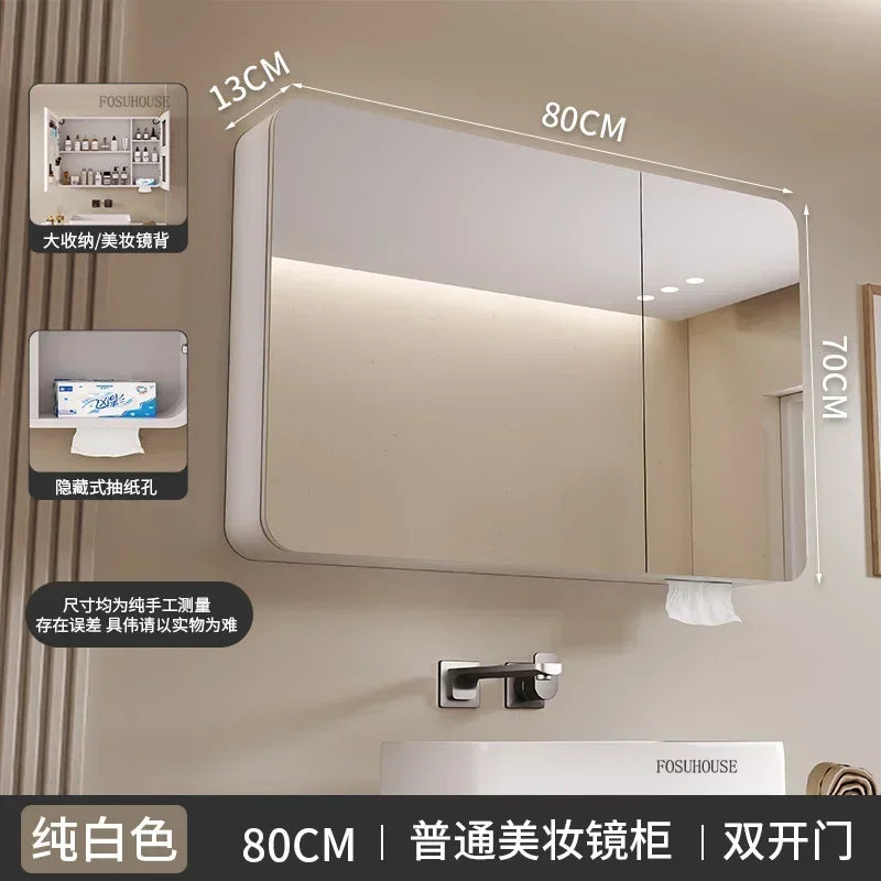 Minimalist Modern Arc-Shaped Smart Bathroom Mirror Cabinets
