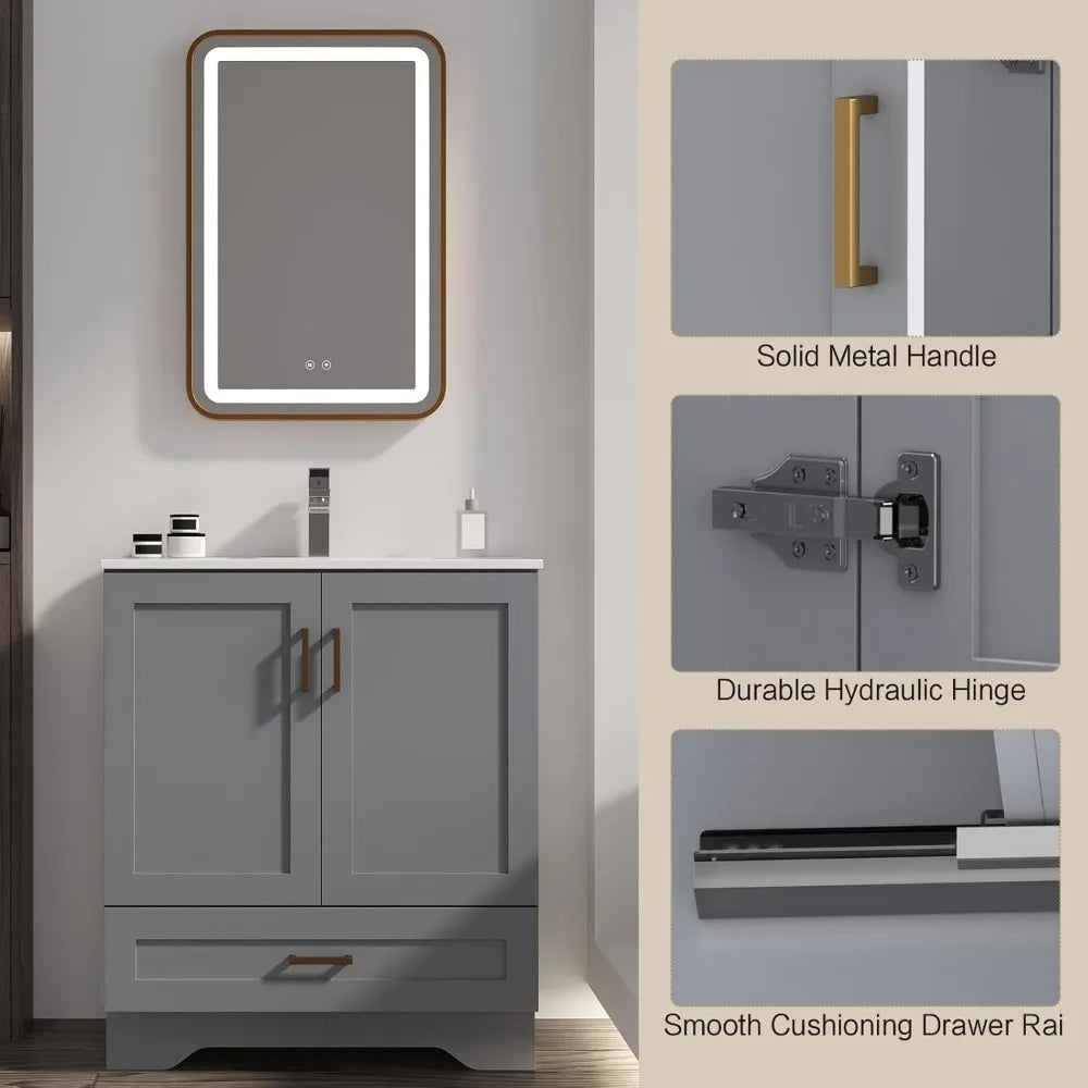 30 Inch Bathroom Vanity Sink Modern Grey Vanity