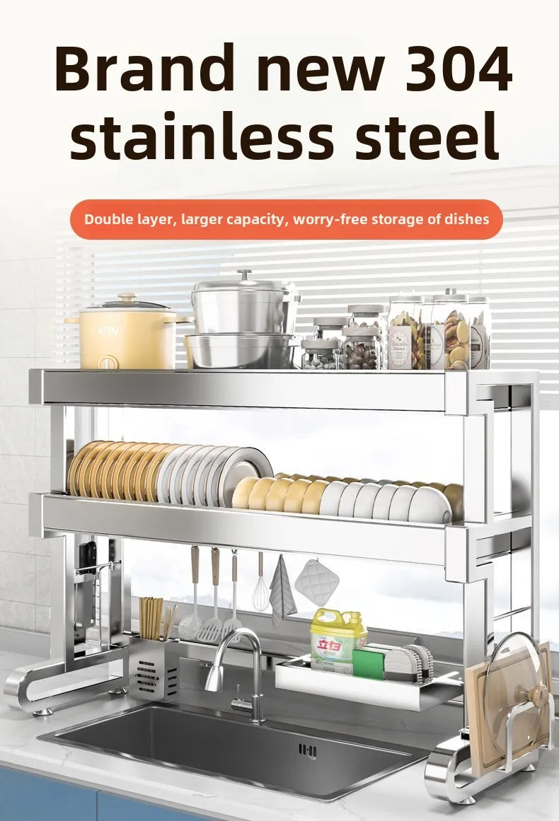304 Stainless Steel Sink Storage Rack Layers Shelf