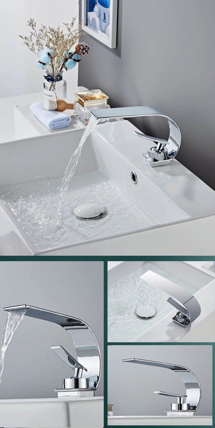 Becola Retail Deck Mount Waterfall Bathroom Basin Faucet