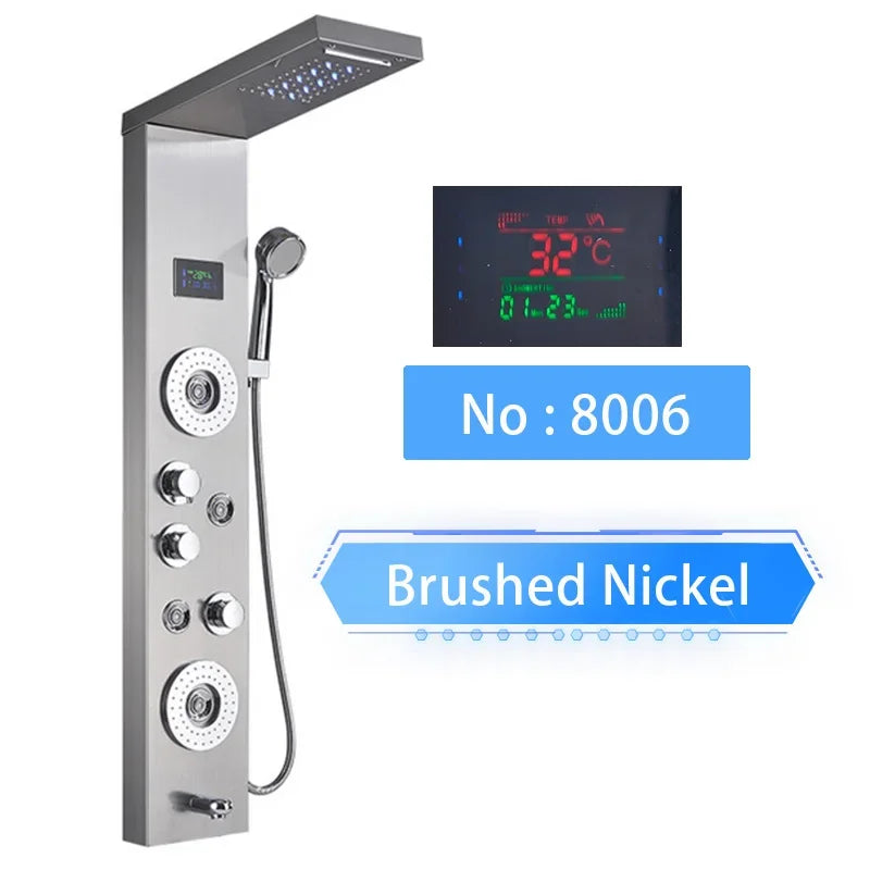 Led Shower Panel Digital Display Shower Faucet System