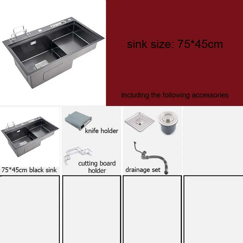 High Low Sink Water-Saving Design Matte Black Knife