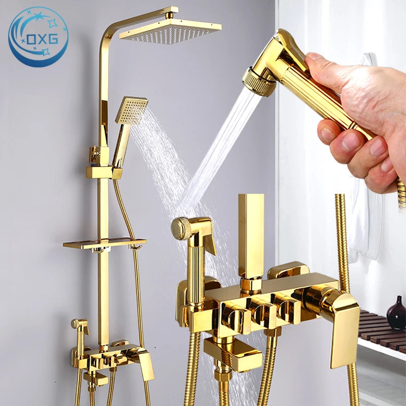 Oxg Bright Golden Shower Faucets Bathroom Shower Mixer