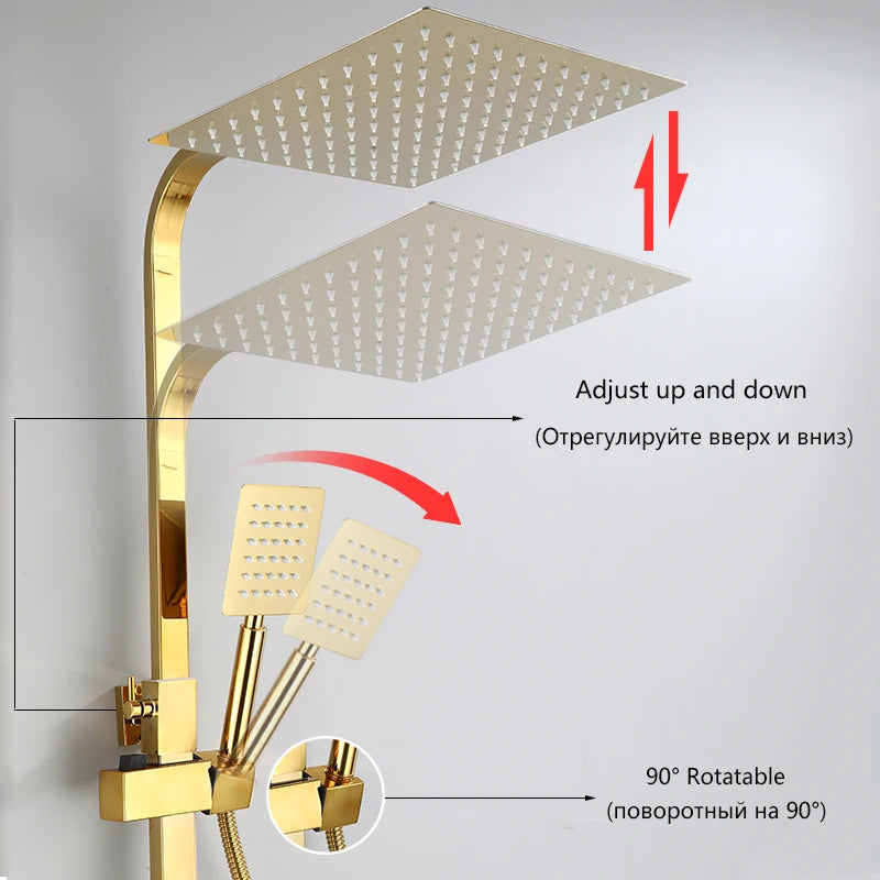 Oxg Golden Thermostatic Shower Faucet Bathroom Faucet Digital