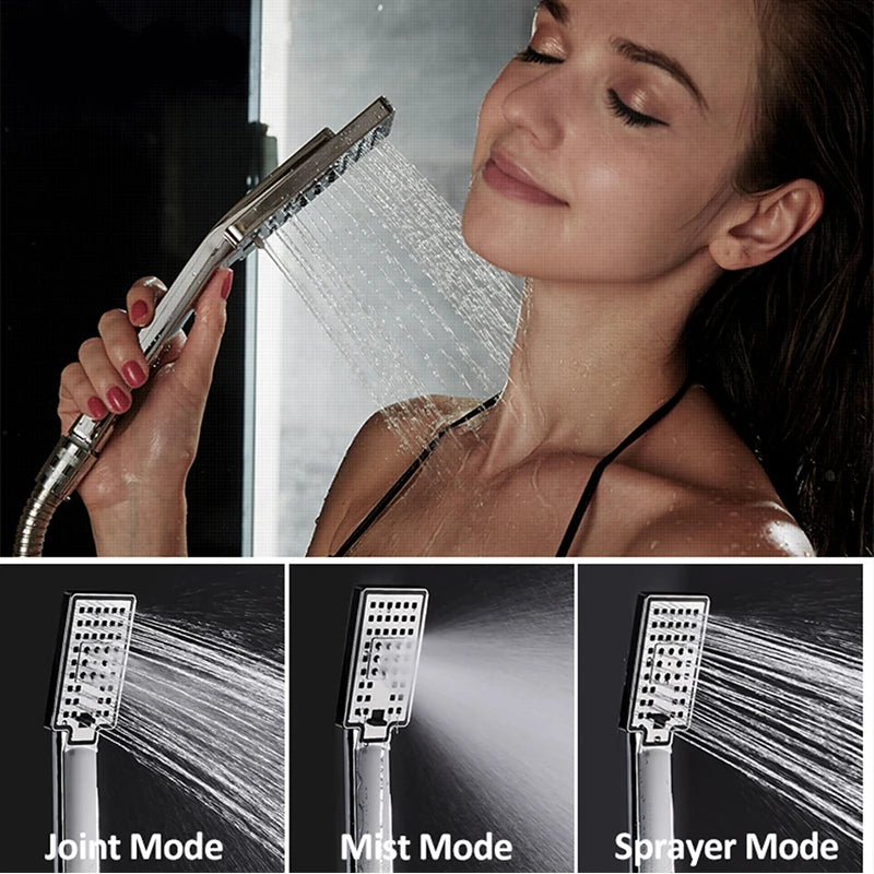 Black Wall-Mounted Shower Panel Shower Column Waterfall Nozzle