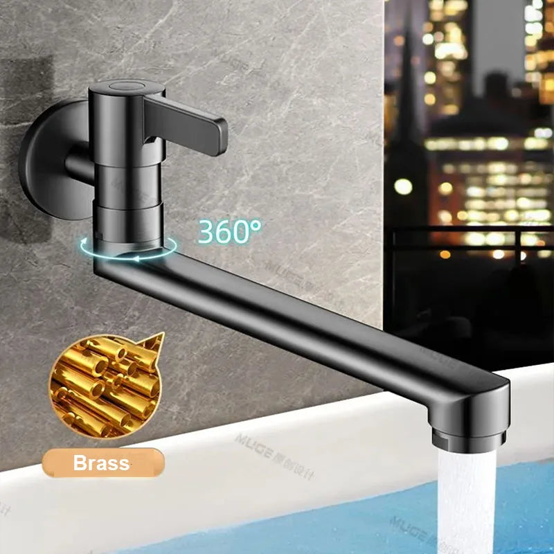 Wall-Mounted Faucet Mop Pool Tap Hole Faucet Brass