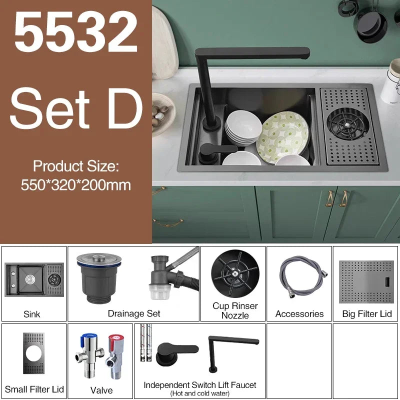 Asras Nano Black Small Size Sink Cup Washer