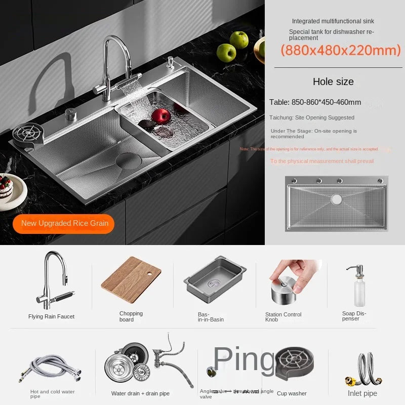 Digital Display Fly Rain Waterfall Large Sink 304