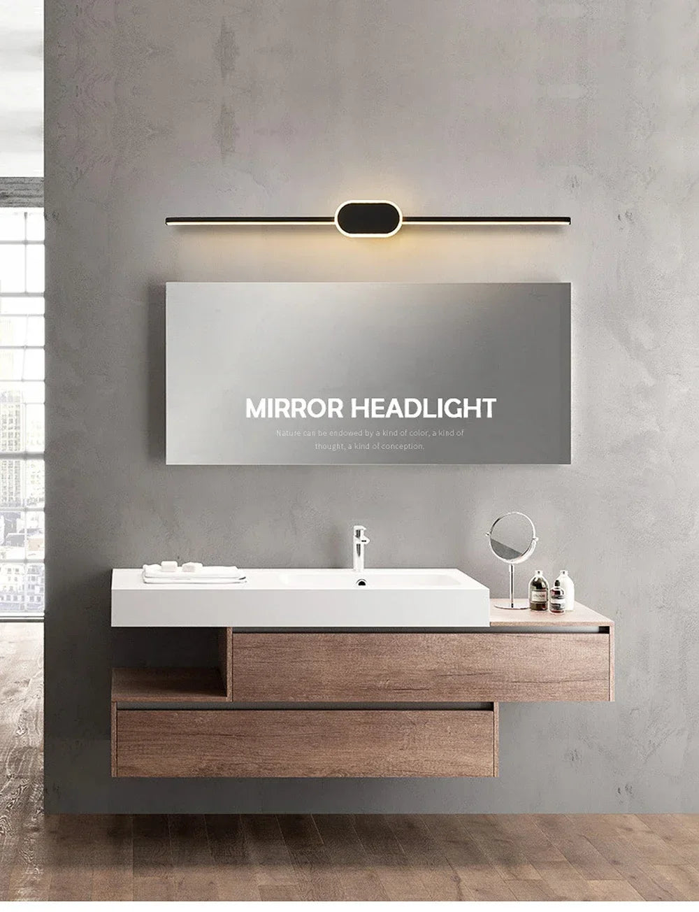 Modern Luxury Bathroom Wall Lamp Black White Aluminum
