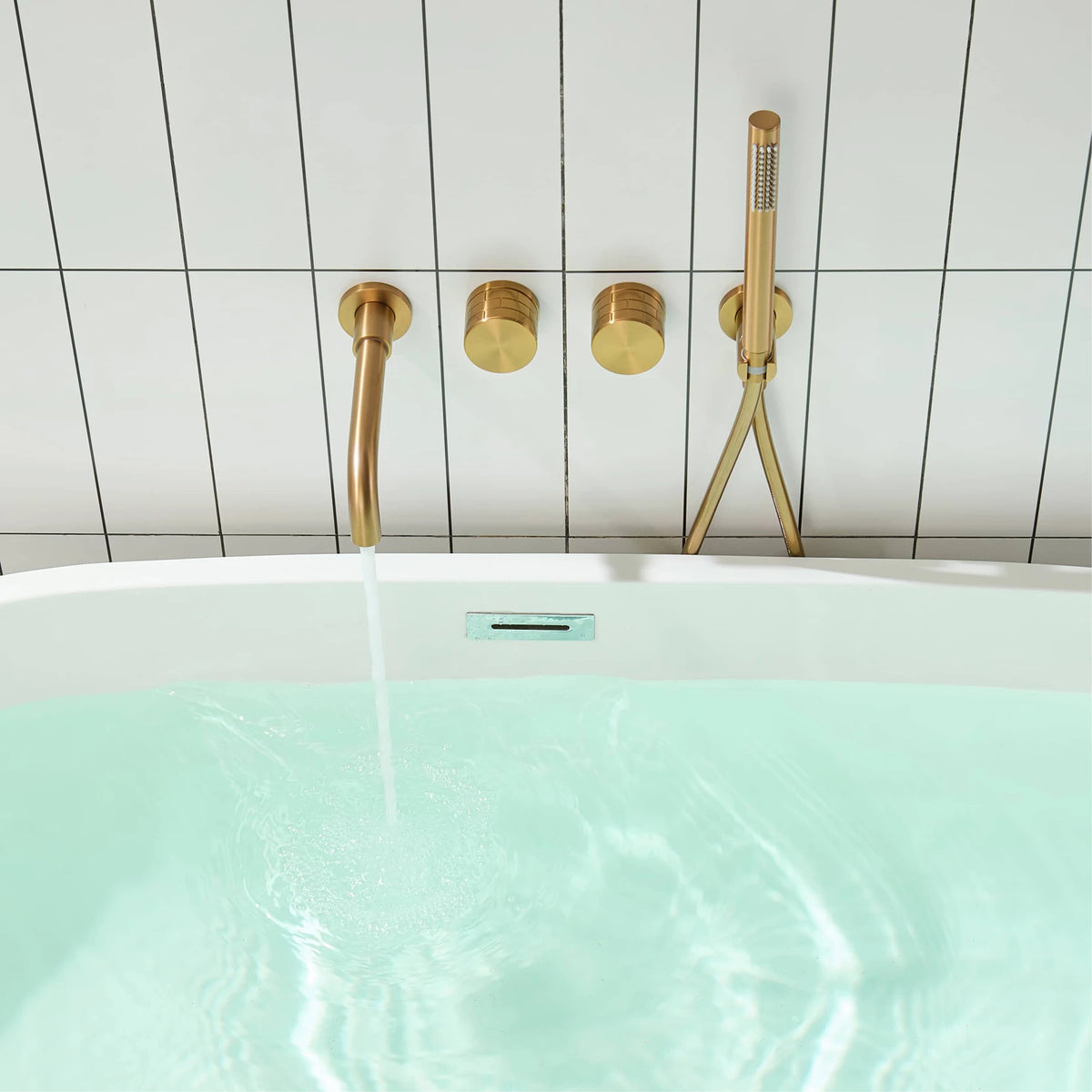 Luxury Brass Brushed Gold Wall Mounted Bathroom Faucet