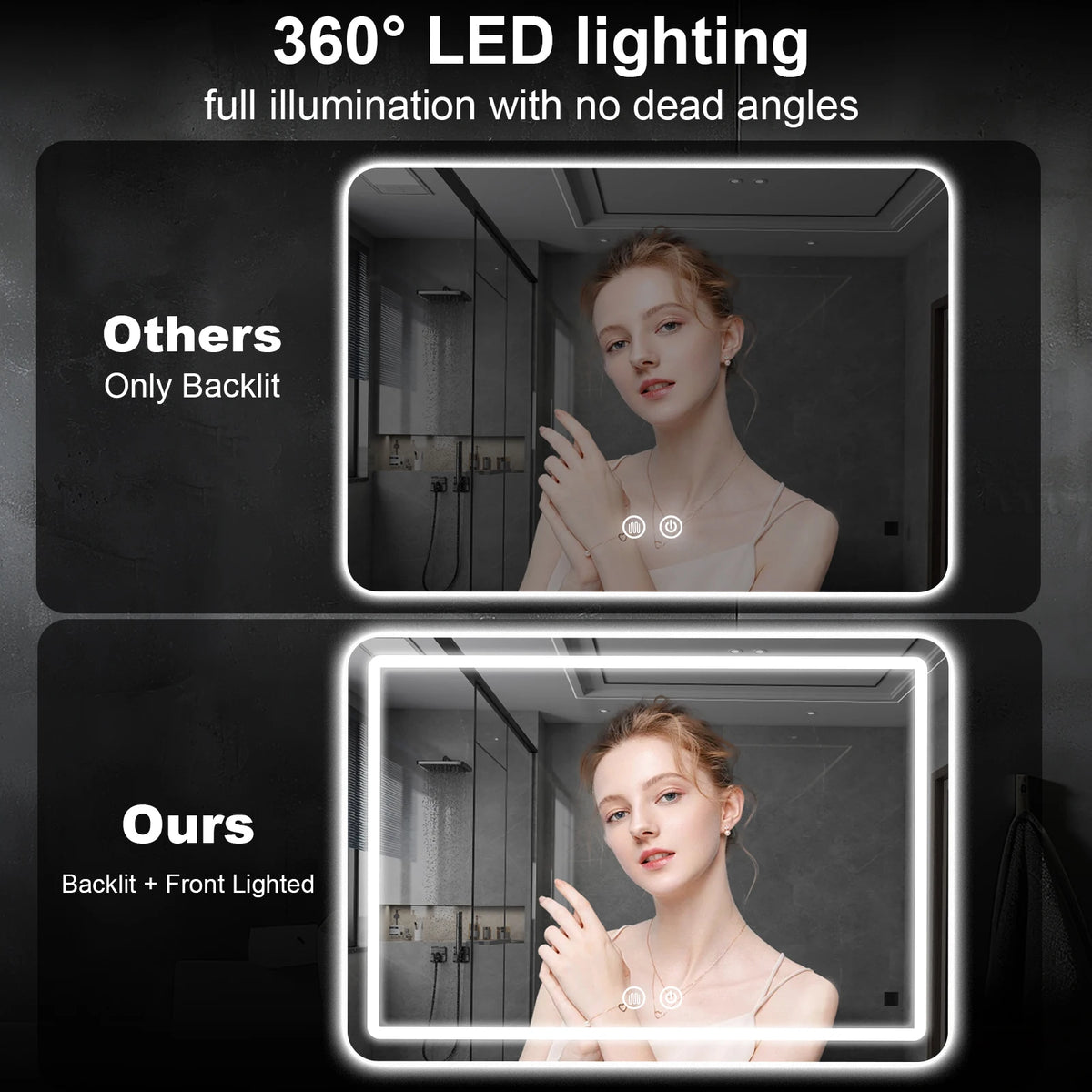 36x24 Inch Led Bathroom Mirror Vanity Mirrors Backlit