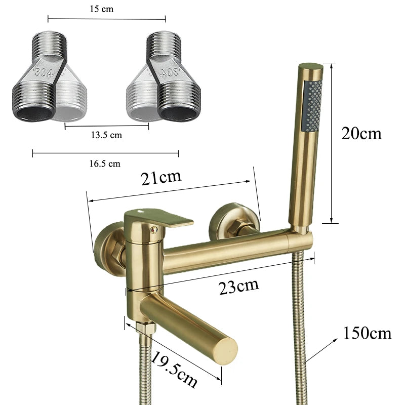 Bathtub Faucet Brass Wall Mounted Bathroom Shower Mixer
