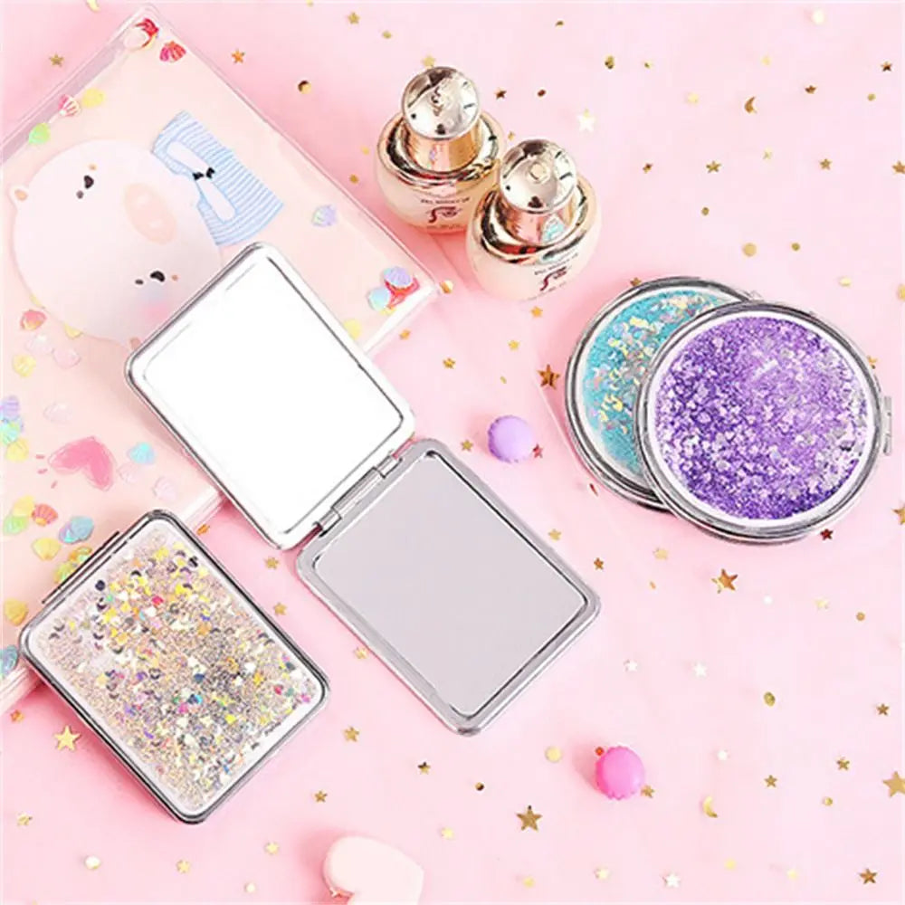 Quicksand Makeup Mirror Shiny Bling Magnifying Foldable Mirror