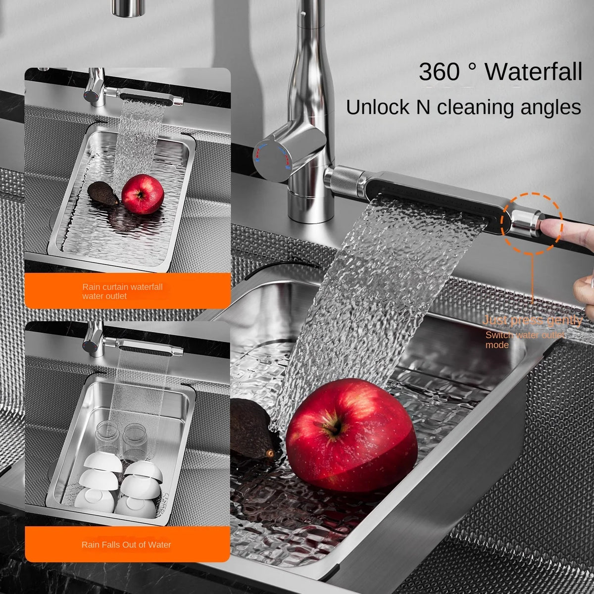 Digital Display Fly Rain Waterfall Large Sink 304