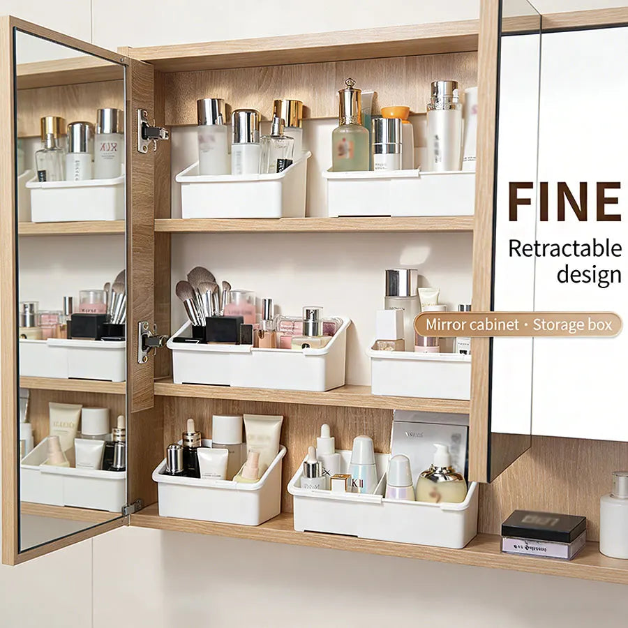 1/2/4pcs Mirror Cabinet Expandable Cosmetic Storage Box