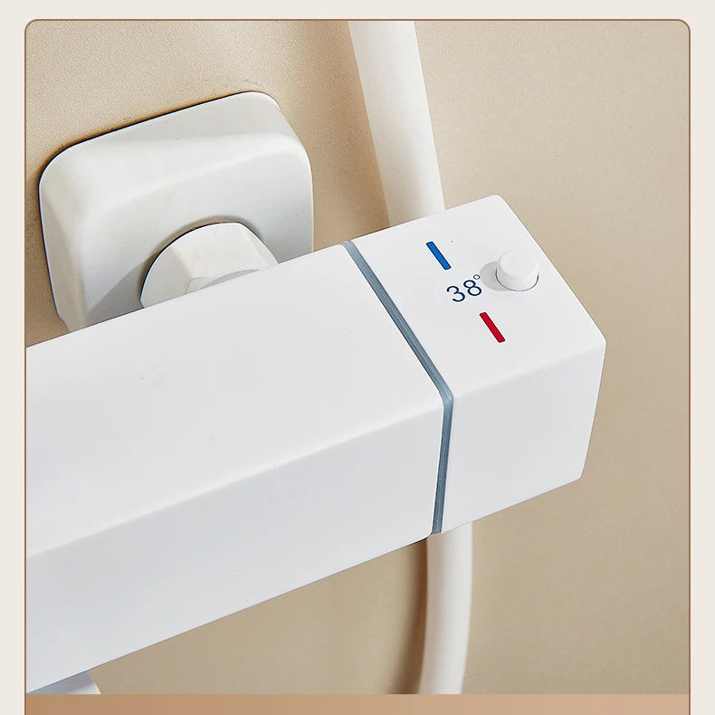White Thermostatic Bathroom Shower 12 Inch Square Rain