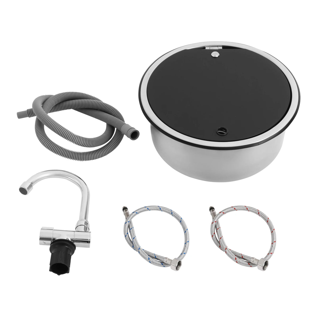 Rv Sink Camper Lid Foldable &Cold Faucet Pipes