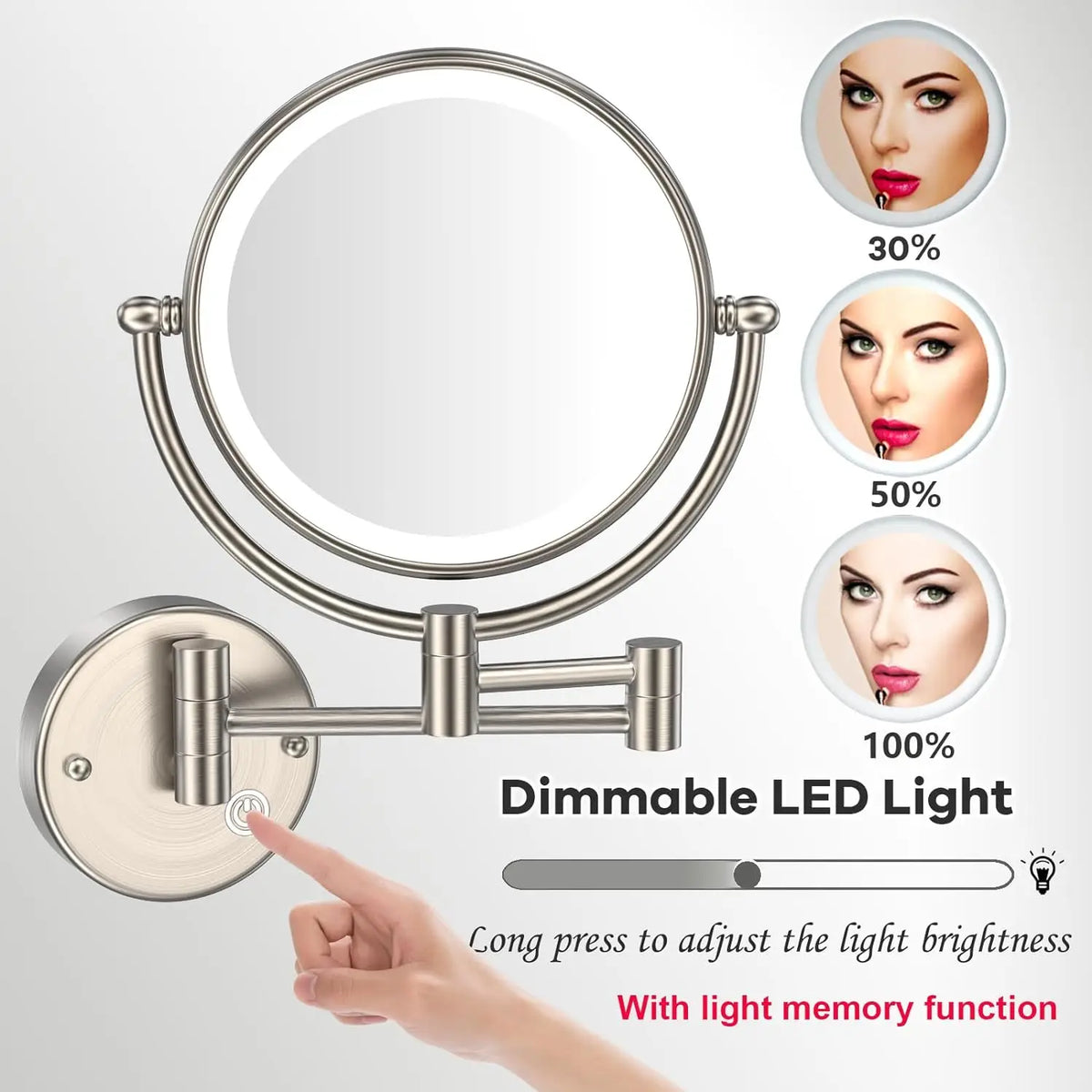 10x Magnifying Led Makeup Mirror Touch On Dual