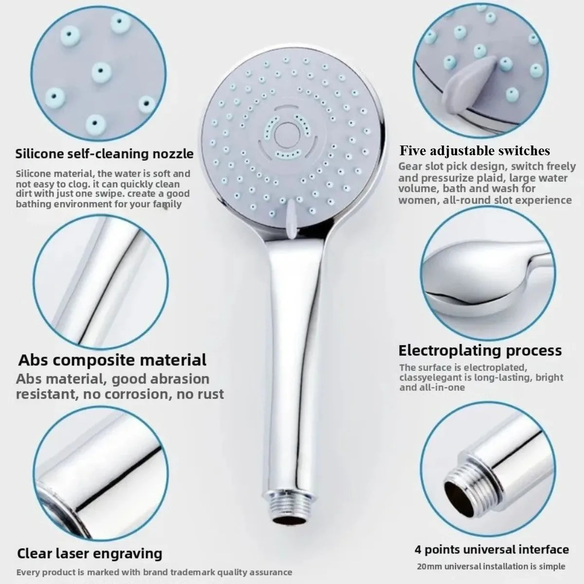 Modes Rain Shower Head High Pressure Hand Held