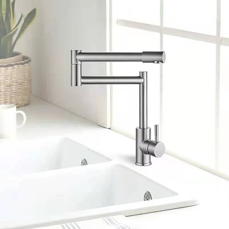 304 Stainless Steel Arm Swivel Extends Sink Faucet