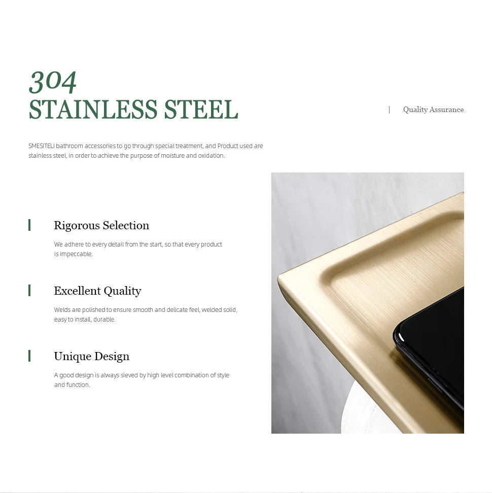 Matte Gold Towel Rack 304 Stainless Steel Towel