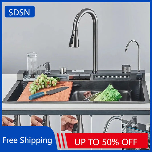 Grey Stainless Steel Digital Sink Cold Pull Out