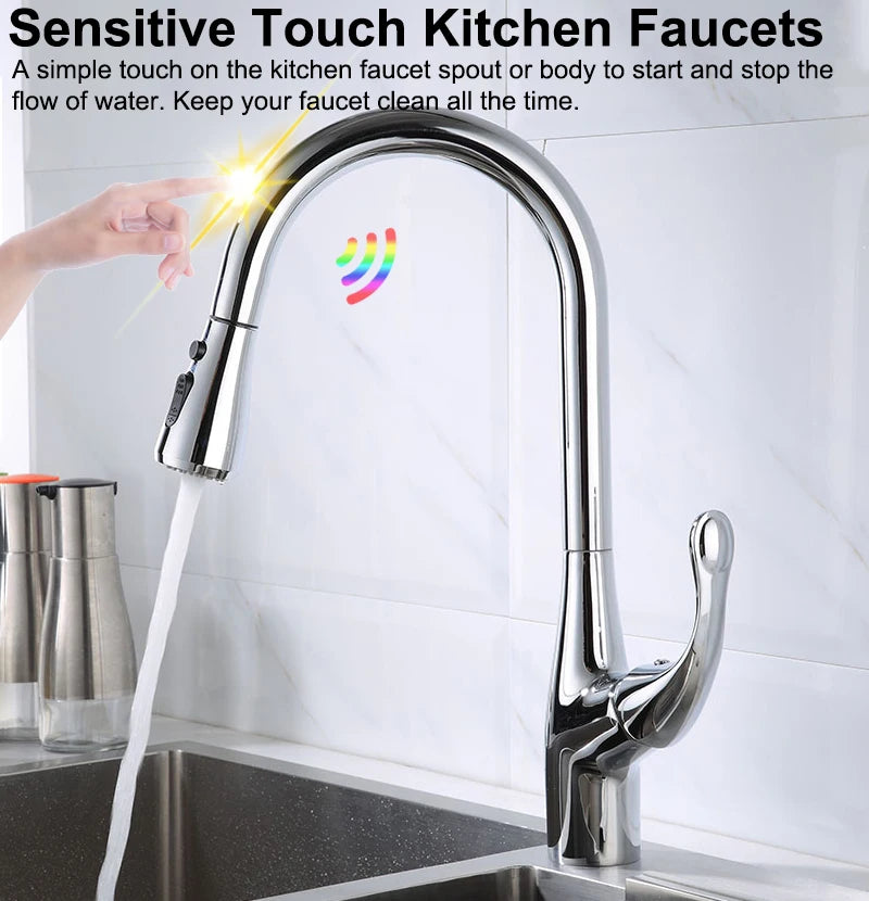 Brass Touch On Fauct Pull Down Cold Sink