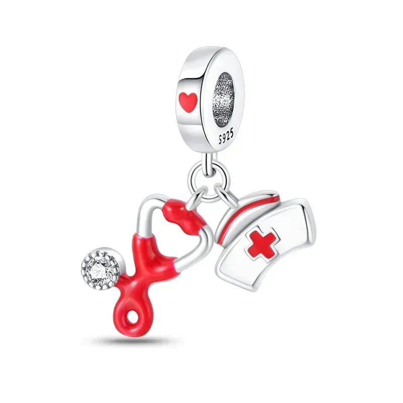 925 Sterling Silver Red Medicine Cabinet Pendant Charms