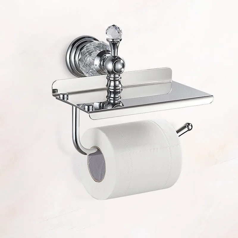 Bathroom Hardware Crystal Bath Towel Shelf Toilet Paper