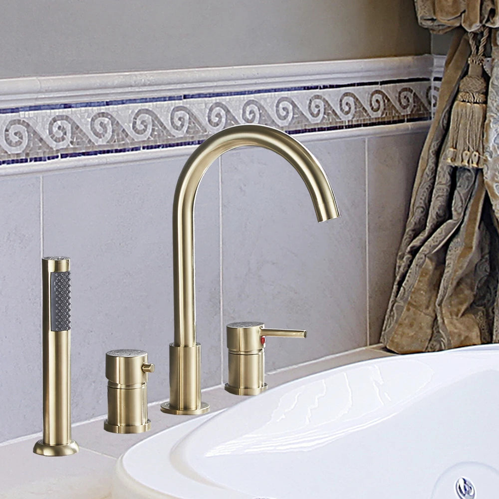 4pcs Brass Bathroom Bathtub Faucet Bath Faucet Deck