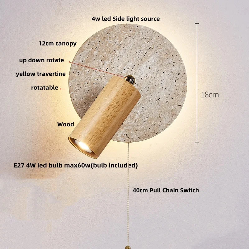 Iwhd Wood Led Wall Lamp Sconce Pull Chain