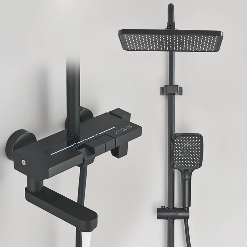 Shinesia Gray Rainfall Shower System Aluminium Tropical Shower