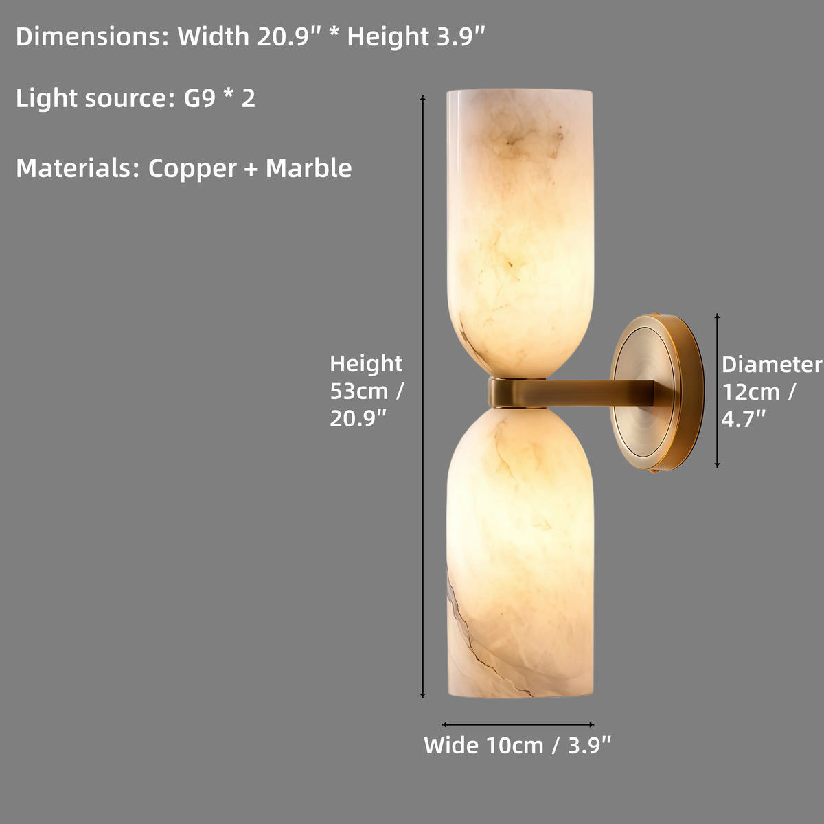 Brass Marble Wall Light Alabaster Wall Sconce Led