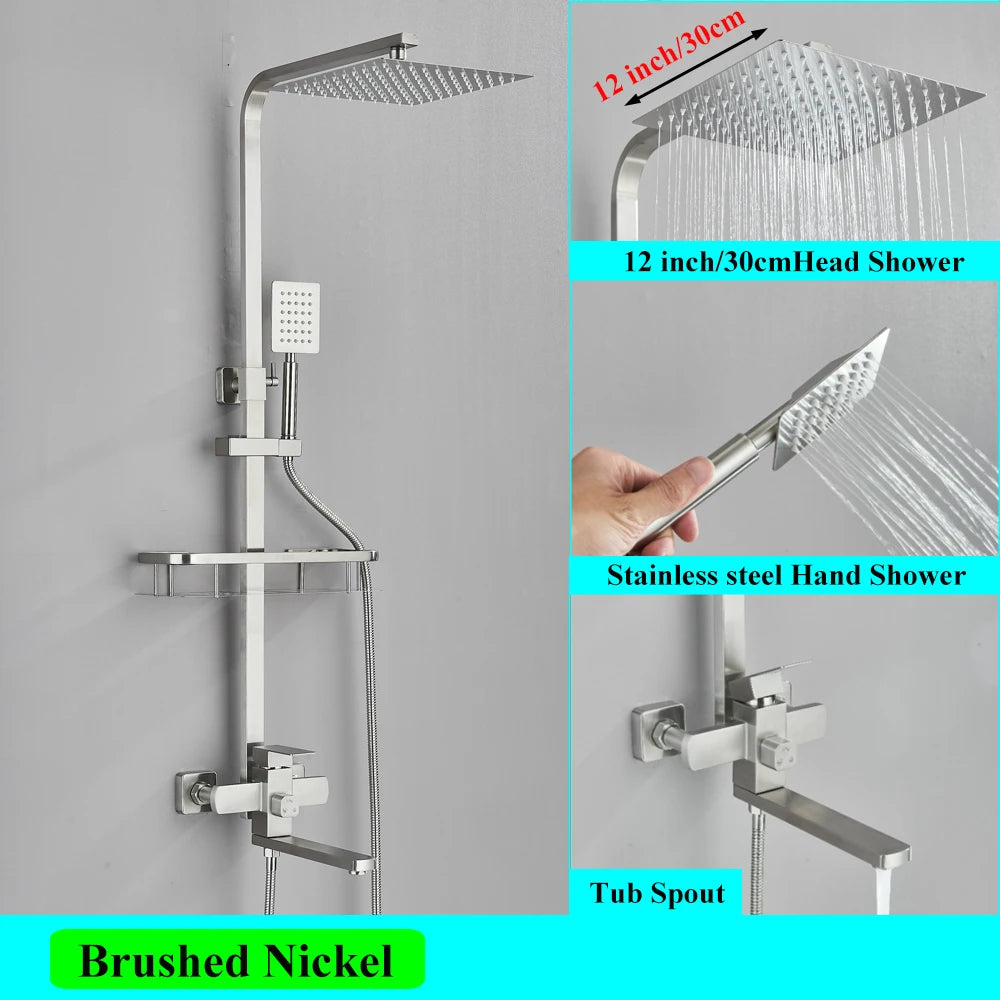 White Bathroom Shower Faucet Long Spout Rotation Function