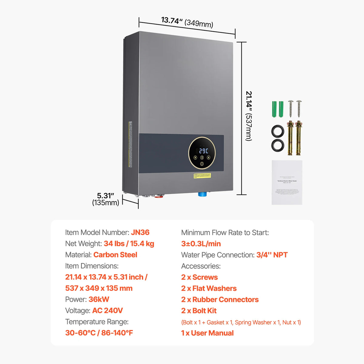 Succebuy Tankless Electric Water Heater 27kw Instant Water