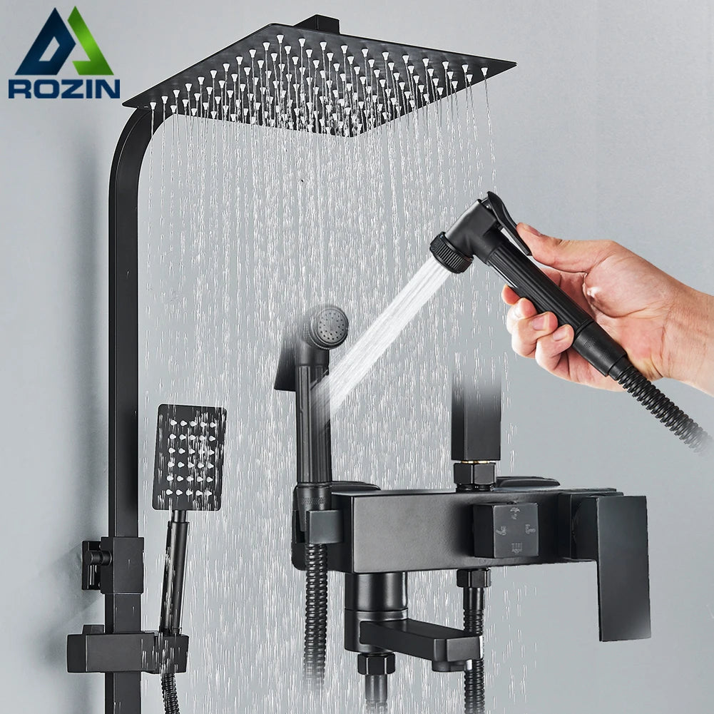 Rozin Rainfall Bathroom Shower Faucet Bidet Mixer Tap