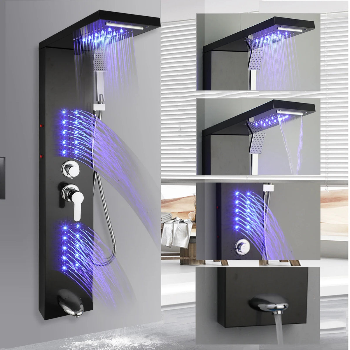 Kemaidi Shower Panel Bathroom Shower Tower W/ Led