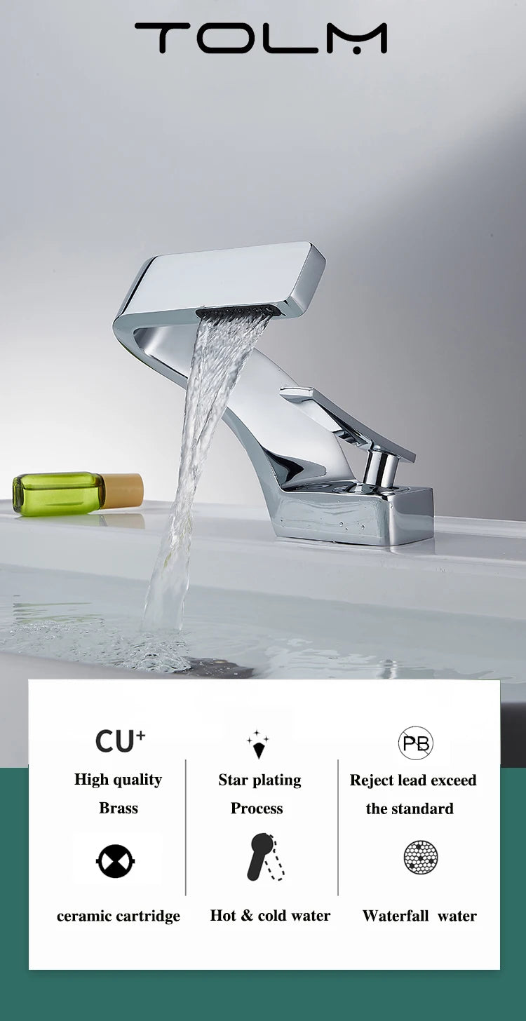 Tolm Basin Faucet Modern Bathroom Mixer Tap Orange