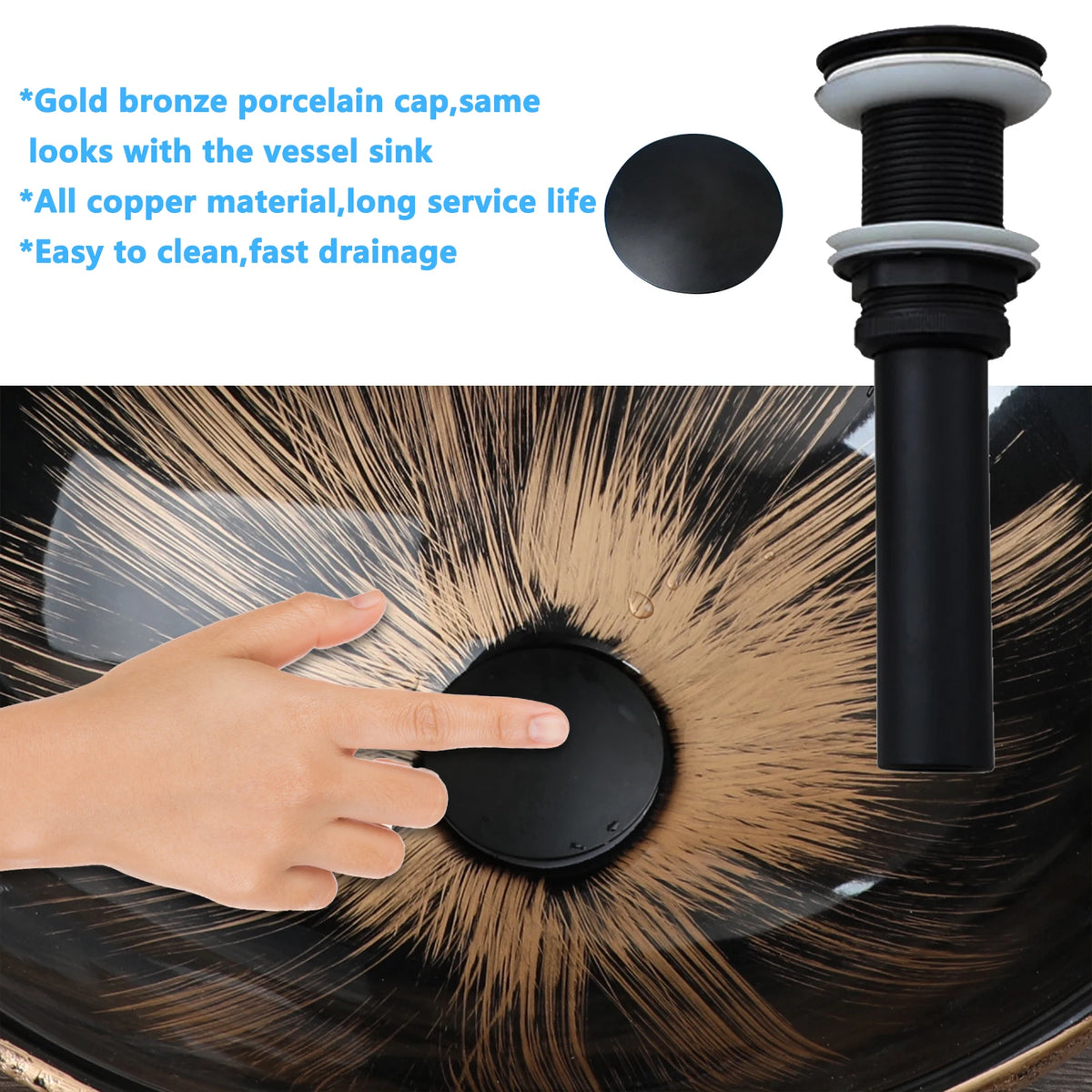 Kemaidi Oval Vessel Sink Faucet White Marbling Bathroom
