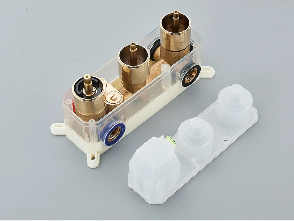 Brushed Gold Thermostatic Shower Mixer Valve Brass 3-Ways