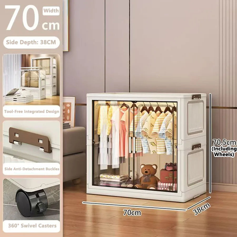 Multi-Functional Folding Storage Cabinet Doors White/Black/Gray