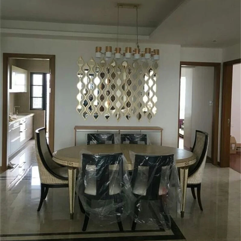 6/12pcs Gold Teardrop Wall Mirror Combinationartisticdecorative