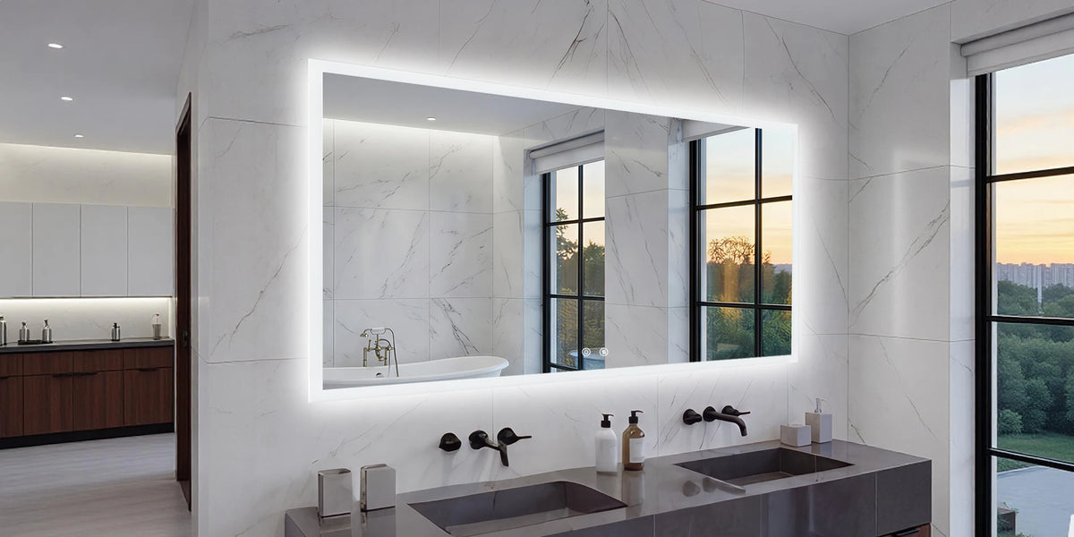 100/120cm Rectangular Led Bathroom Mirror Frameless Wall Vanity