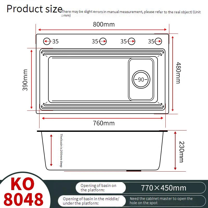 Silver Sink 304 Stainless Steel Large Slot Undermount