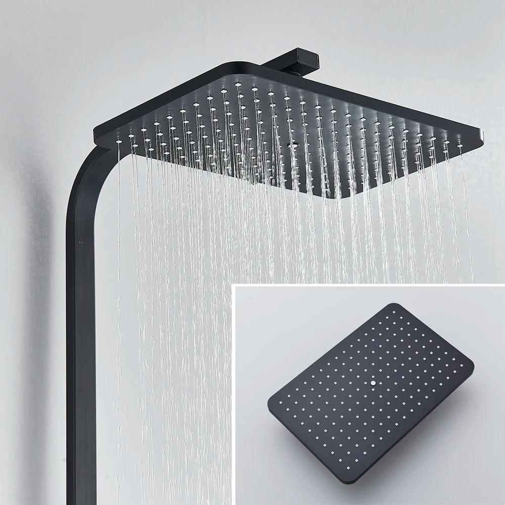 Black Thermostatic Lcd Shower Faucet Temperature Display Rainfall