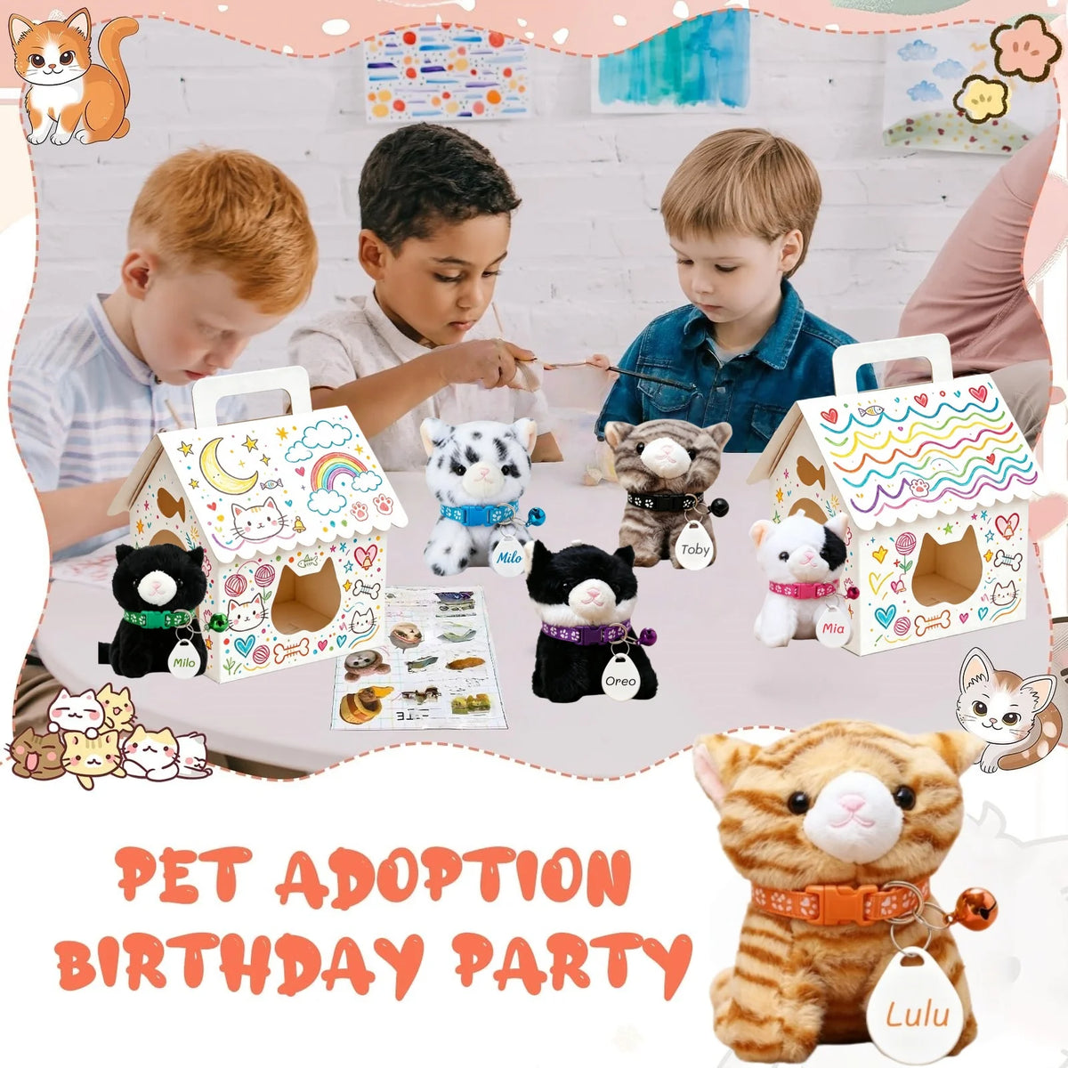 8-32set Adopt Kitten Party Favors Cat Stuffed Animals