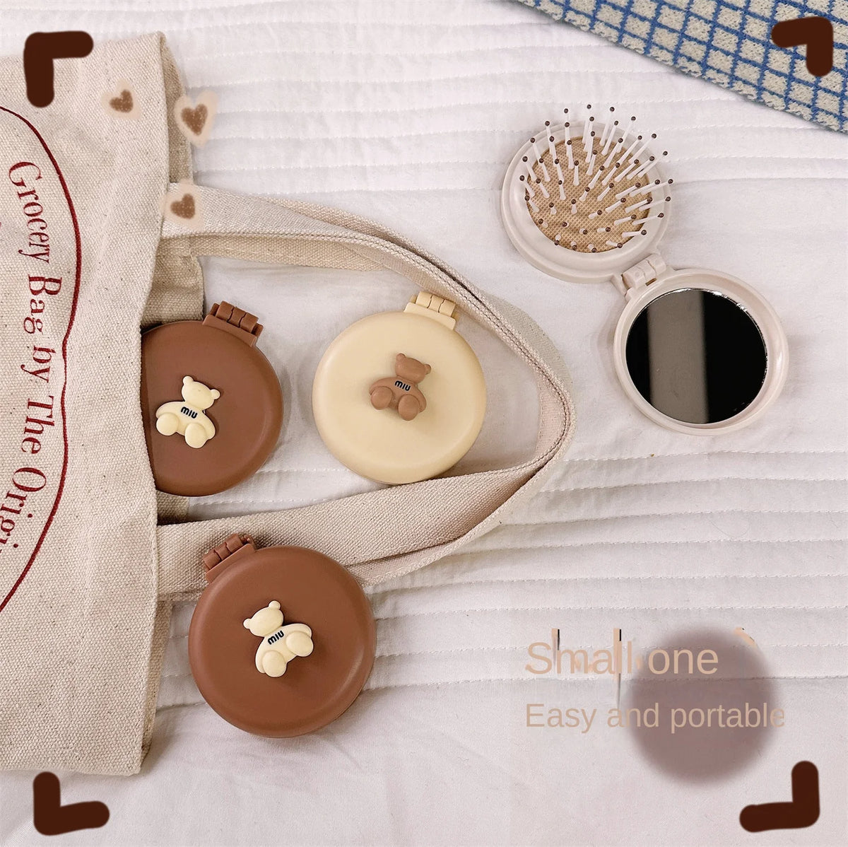 Cute Cartoon Foldable Comb Makeup Mirror Air Cushion